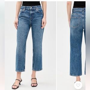 Reformation Arleth Mid Rise Straight Leg Cropped Jeans